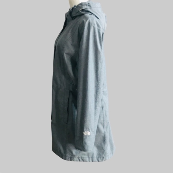 The North Face Dryvent Women Heather Blue Hooded Trench Rain Coat Jacket X Large - Picture 7 of 15